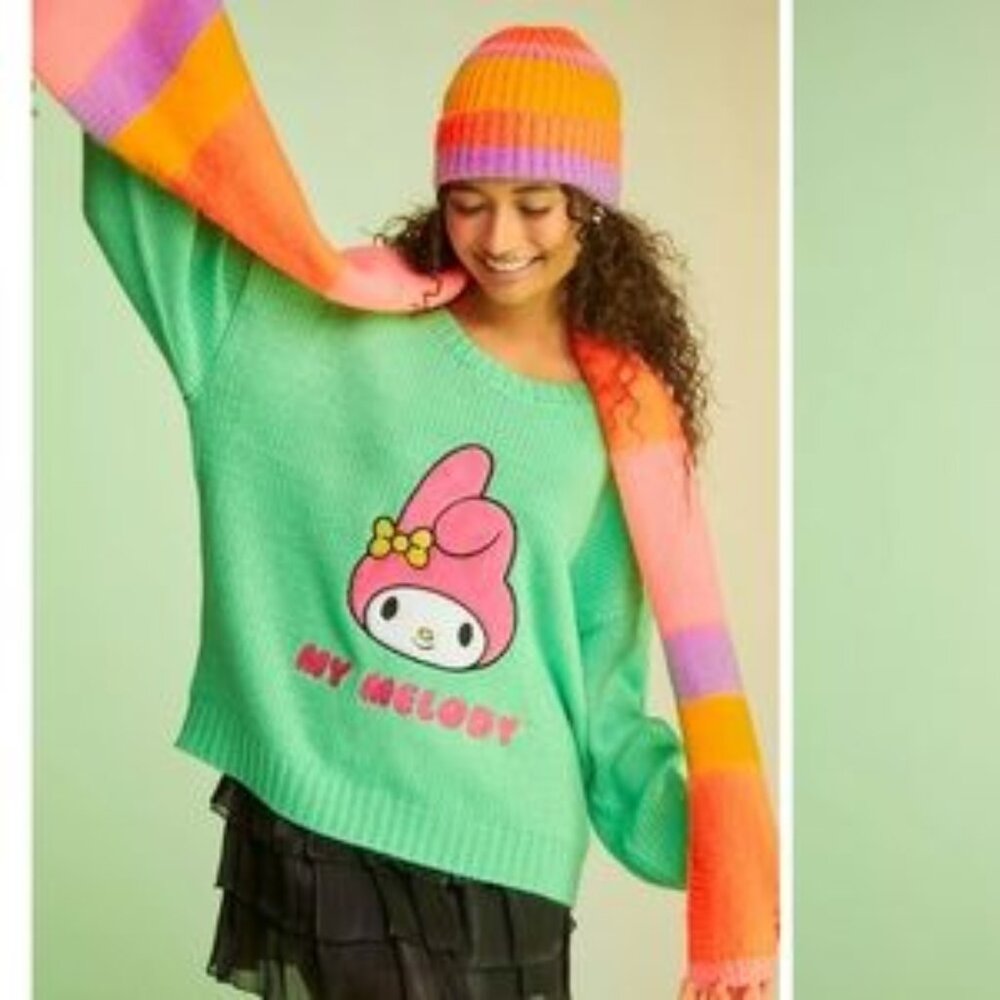 Hello Kitty and Friends Forever 21 Green Knit Sweater Girls size 5-6